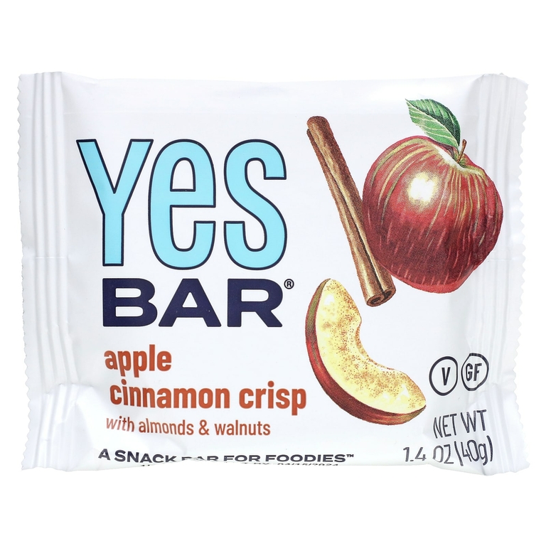 Yes Bar, Snack Bar, хрустящий с яблоком и корицей, 6 батончиков по 40 г (1,4 унции)