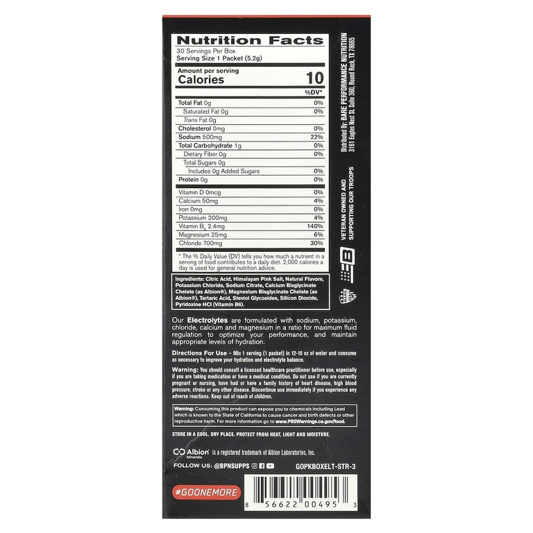 BPN, Electrolytes, смесь для гидратирующих напитков, клубника, 30 пакетиков по 5,2 г (0,2 унции)