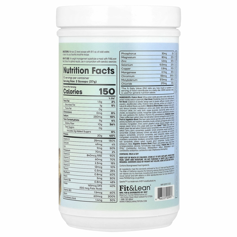 Fit & Lean, Meal Shake, комплексное питание для фитнеса, со вкусом кофейной крошки, 370 г (0,82 фунта)
