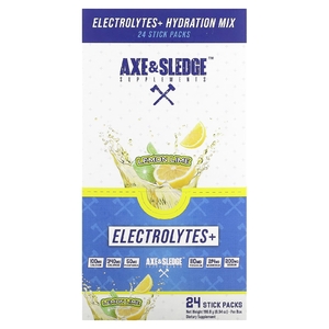 Axe & Sledge Supplements, Electrolytes+, лимон и лайм, 24 пакетика по 8,2 г (0,29 унции) (Товар снят с продажи) 