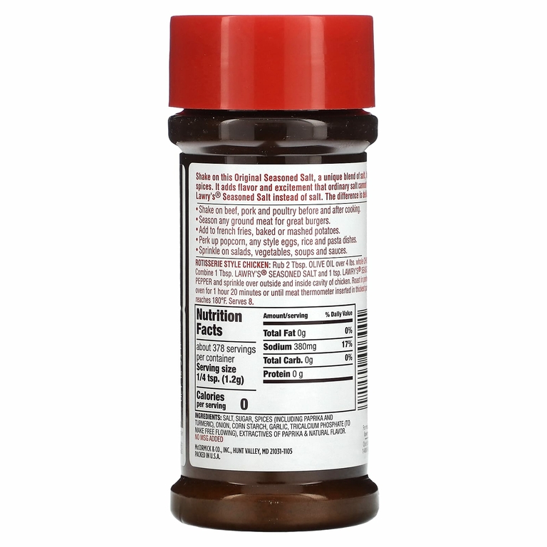 Lawry's, соль с приправами, The Original, 453 г (16 унций)