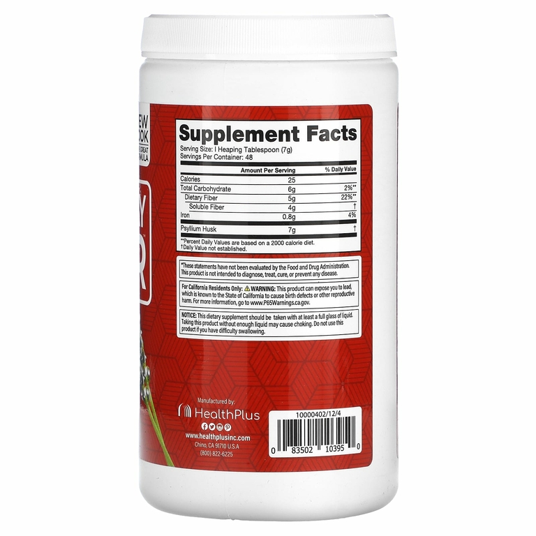 Health Plus, каждый день, клетчатка, 340 г (12 унций)