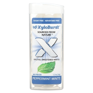 Xyloburst, подслащенные ксилитолом мятные конфеты, со вкусом перечной мяты, 60 шт., 36 г (1,27 унции)