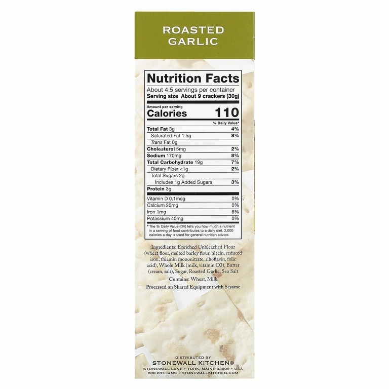 Stonewall Kitchen, Down East Crackers, крекеры, обжаренный чеснок, 142 г (5 унций) (Товар снят с продажи) 