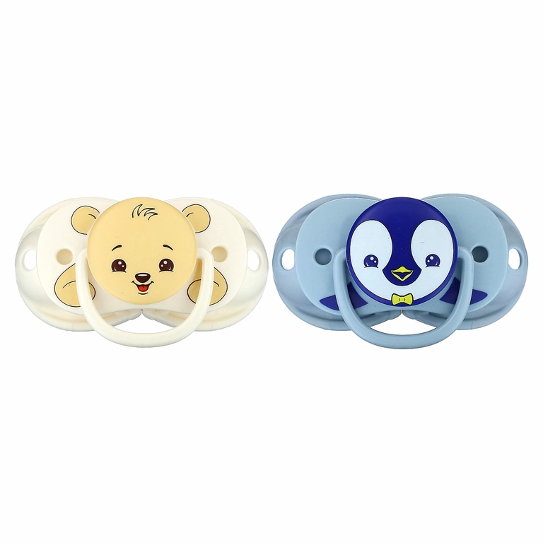 RaZbaby, Keep-It-Kleen, пустышка, для детей 0–36 месяцев, пингвин и медведь, 2 шт.