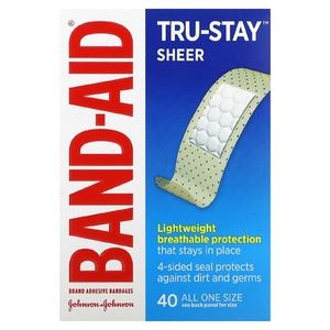 Band Aid, лейкопластыри, Tru-Stay Sheer, 40 шт. (Товар снят с продажи) 