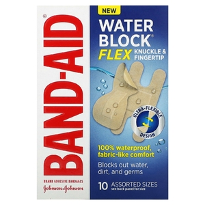 Band Aid, Лейкопластыри, водоблок, сгибание, суставы и кончики пальцев, разные размеры, 10 повязок (Товар снят с продажи) 