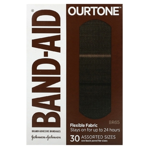 Band Aid, Лейкопластыри, Ourtone, гибкая ткань, разные размеры, BR65, 30 бинтов (Товар снят с продажи) 