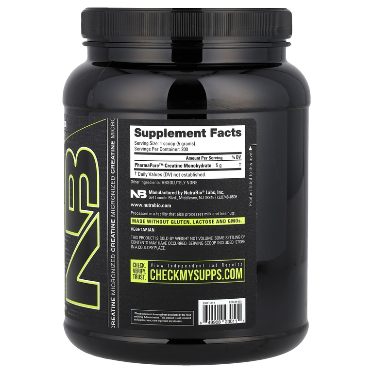 NutraBio, Performance, микронизированный моногидрат креатина, 1000 г (35,3 унции)