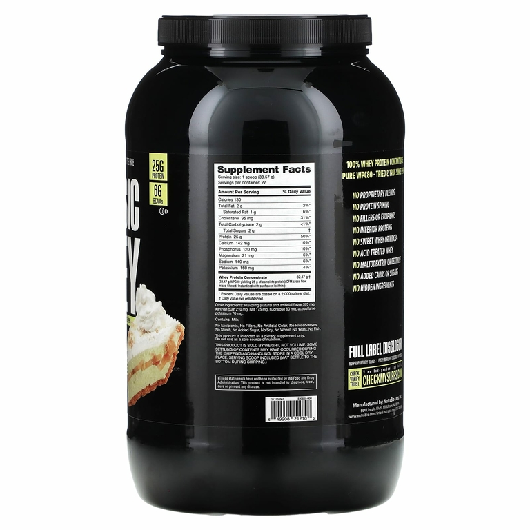 NutraBio, Classic Whey Protein, банановый кремовый пирог, 907 г (2 фунта)