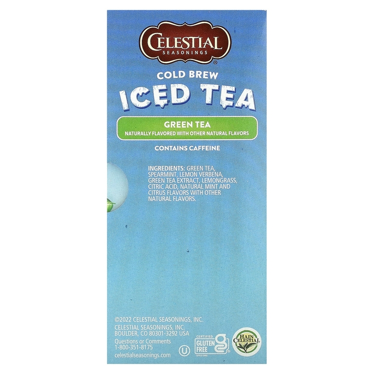 Celestial Seasonings, холодный чай со льдом, зеленый чай, 18 чайных пакетиков, 35 г (1,26 унции)