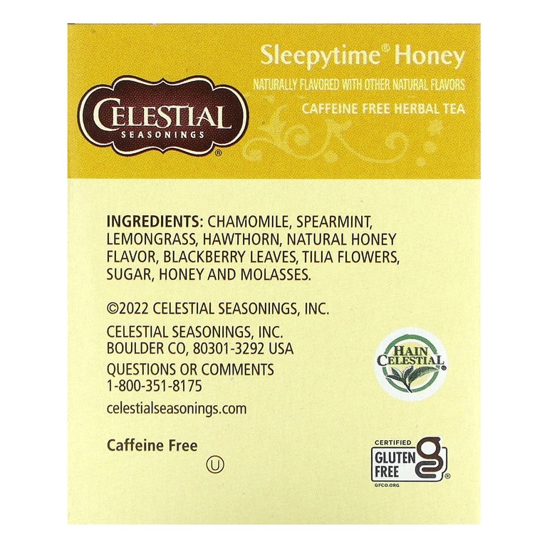 Celestial Seasonings, травяной чай, Sleepytime®, с медом, без кофеина, 20 чайных пакетиков по 29 г (1 унции)