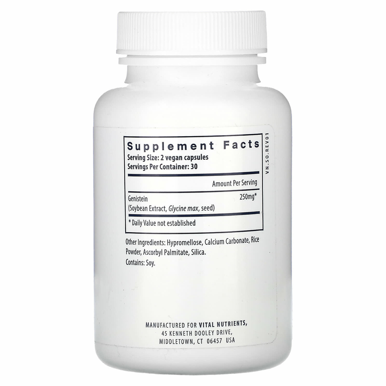 Vital Nutrients, Генистеин, 250 мг, 60 веганских капсул (125 мг в каждой капсуле)