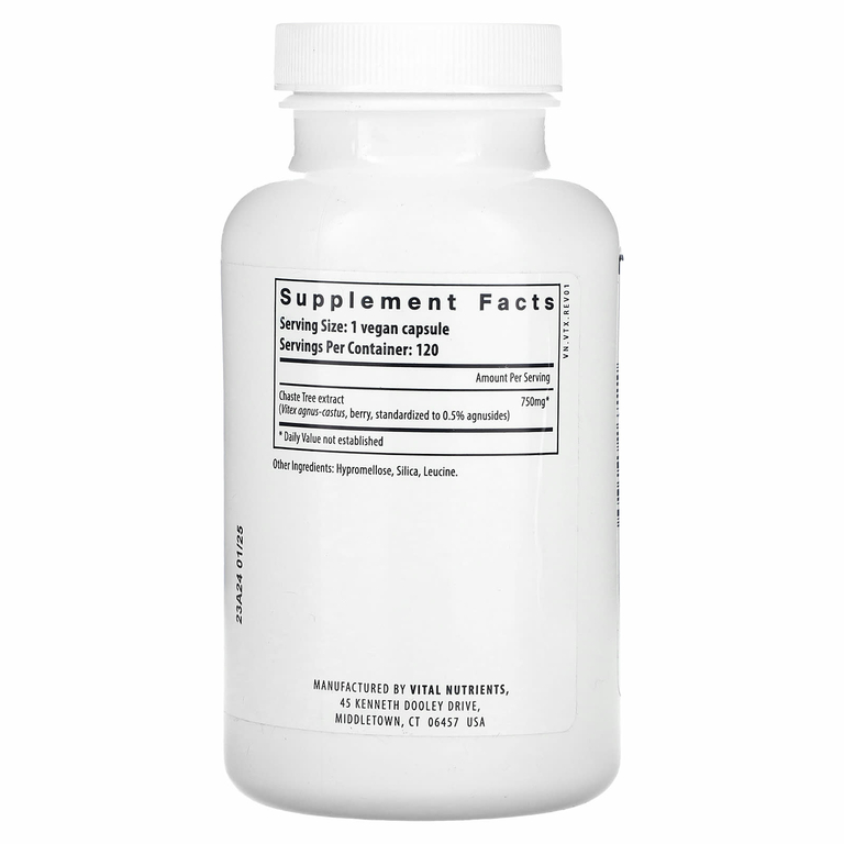 Vital Nutrients, Vitex 750, 750 мг, 120 веганских капсул