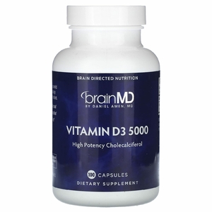 BrainMD, Витамин D3 5000, 125 мкг (5000 МЕ), 100 капсул