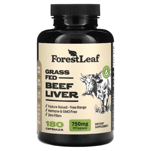 Forest Leaf, Говяжья печень травяного откорма, 180 капсул (750 мг на капсулу)