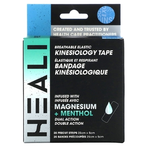Heali Medical Corp, дышащее эластичное кинезиологическое тейпирование, синее, 20 вырезанных полосок