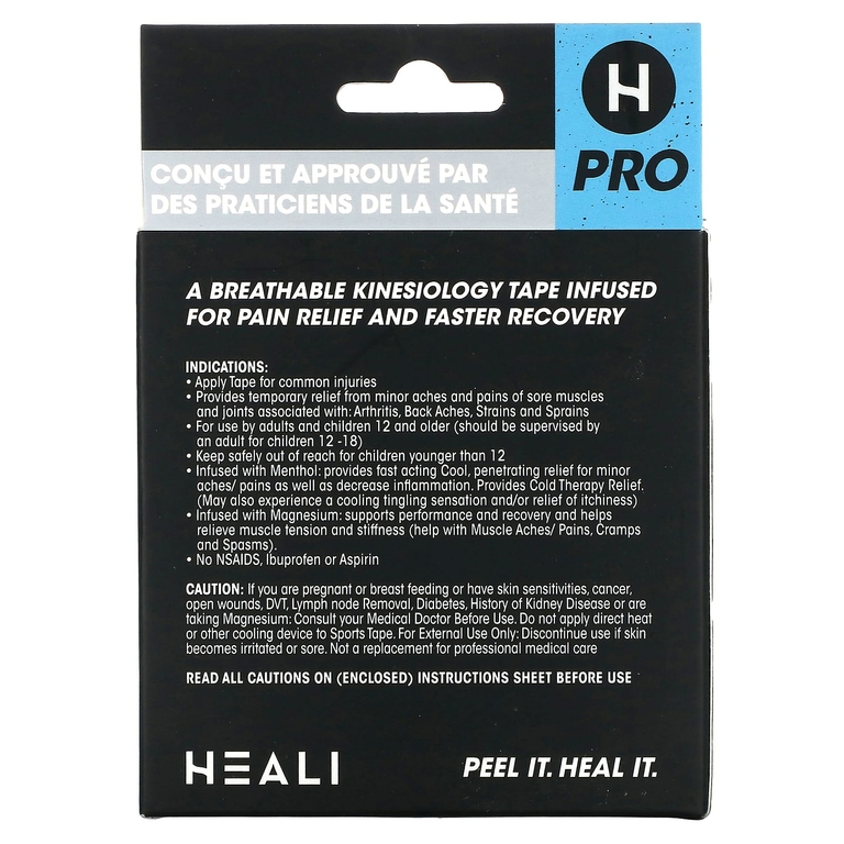 Heali Medical Corp, дышащий эластичный кинезиологический тейп, черный, 20 предварительно вырезанных полосок