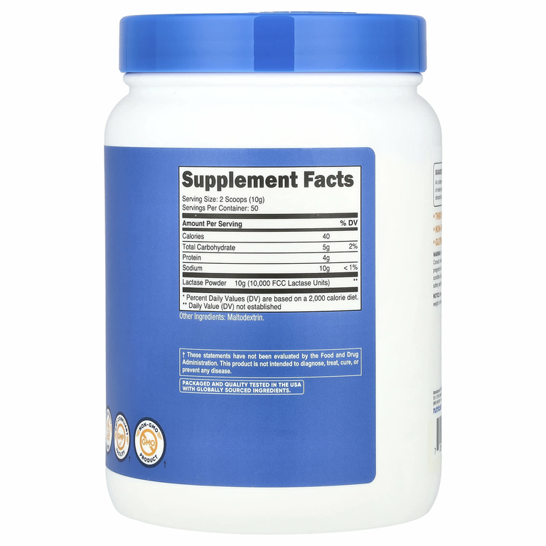 Nutricost, Лактаза в порошке, без добавок, 500 г (1,1 фунта)