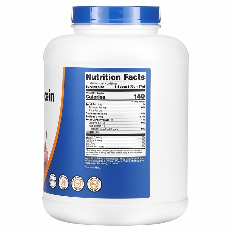 Nutricost, изолят сывороточного протеина, со вкусом клубничного молочного коктейля, 2268 г (5 фунтов) (Товар снят с продажи) 
