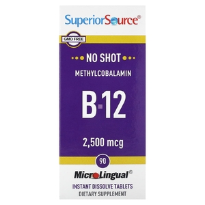 Superior Source, метилкобаламин, витамин B12, 2500 мкг, 90 быстрорастворимых таблеток