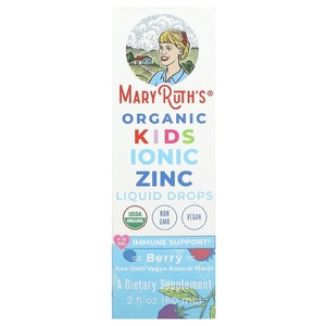 MaryRuth's, Organic Kids Ionic Zinc Liquid Drops, для детей от 4 до 13 лет, со вкусом ягод, 60 мл (2 жидк. Унции) (5,5 мг на порцию)