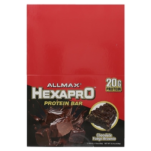 ALLMAX, Hexapro™, протеиновый батончик, брауни с шоколадной помадкой, 12 батончиков по 53 г (1,9 унции)