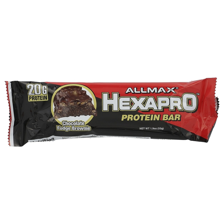 ALLMAX, Hexapro™, протеиновый батончик, брауни с шоколадной помадкой, 12 батончиков по 53 г (1,9 унции)