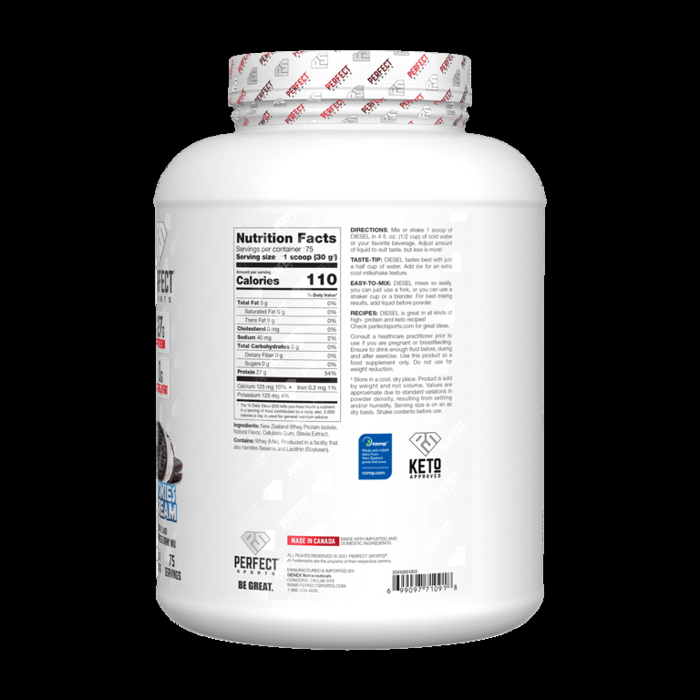 PERFECT Sports, Diet, новозеландский сывороточный изолят, печенье и крем, 2,27 кг (5 фунтов)