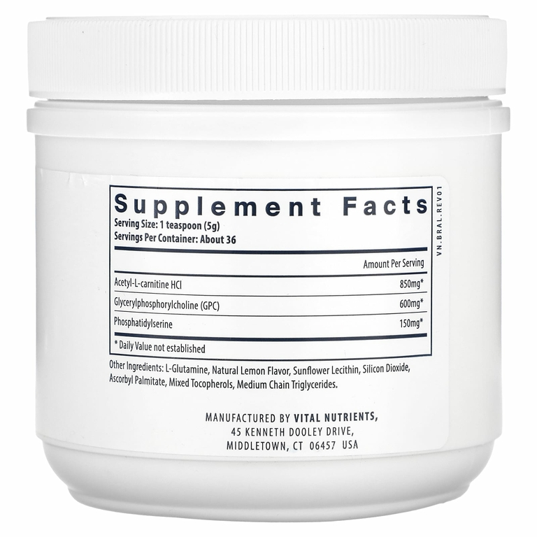 Vital Nutrients, Vital Brain Powder, со вкусом лимона, 180 г (6,3 унции)