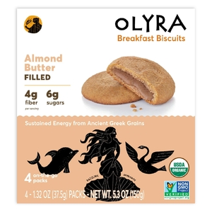 Olyra, органическое печенье для завтрака, с миндальной начинкой и кремом, 4 упаковки по 37,5 г (1,32 унции) (Товар снят с продажи) 