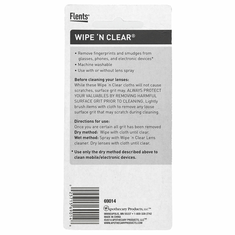 Flents, Wipe 'N Clear, текстурированная салфетка для линз, 1 шт.