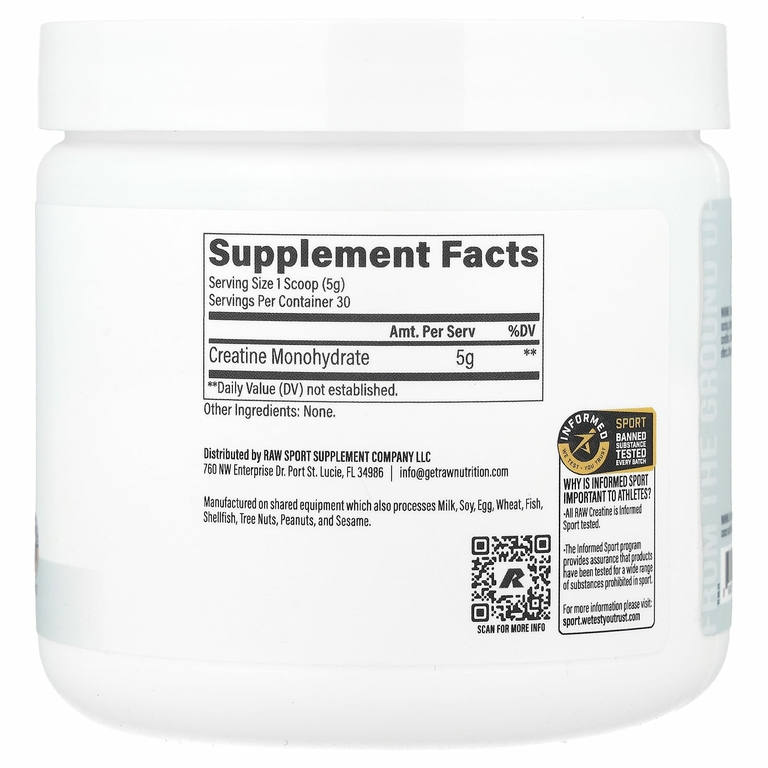 Raw Nutrition, Essentials, моногидрат креатина, без добавок, 150 г (5,29 унции)