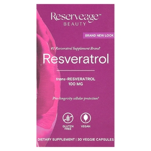 Reserveage Beauty, Ресвератрол, 30 растительных капсул