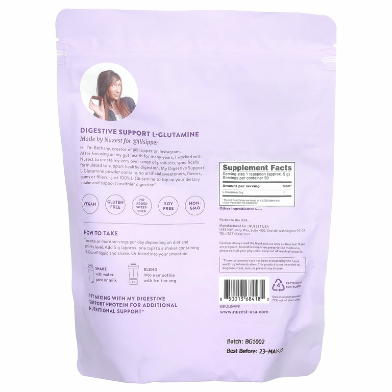 Nuzest, L-глютамин, поддержка пищеварения, 250 г (8,8 унции)