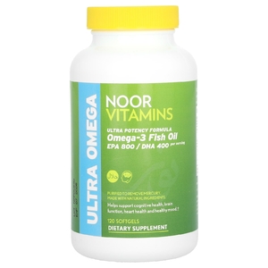 Noor Vitamins, Ultra Omega, рыбий жир с омега-3, формула для повышения эффективности, 120 мягких таблеток