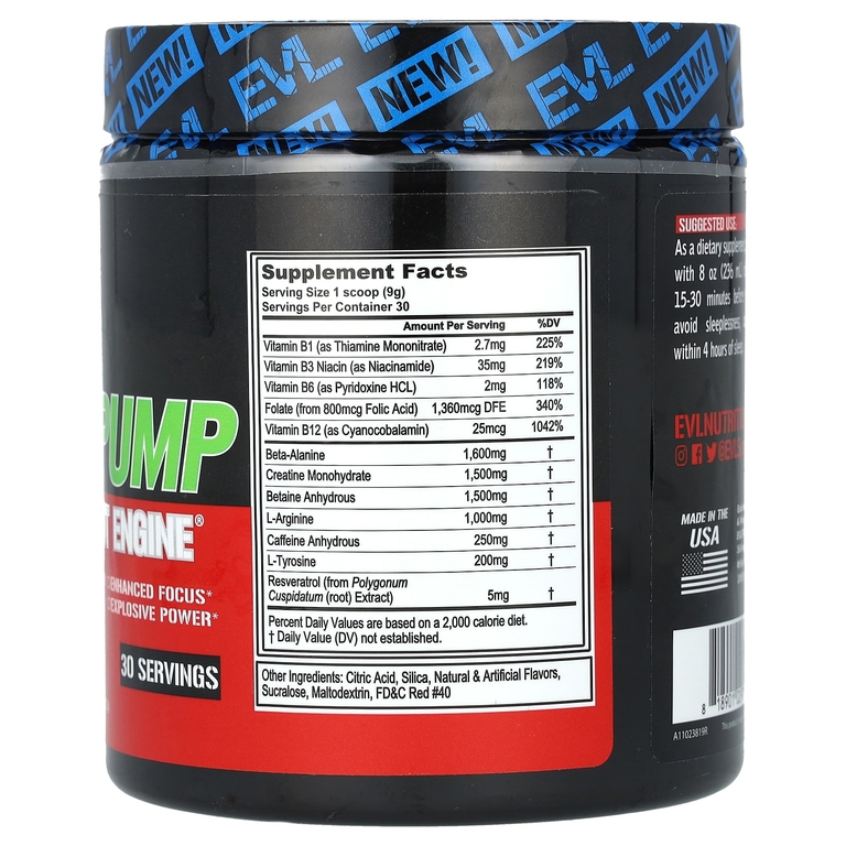 EVLution Nutrition, Enrn Pump, предтренировочный комплекс, со вкусом вишневого лаймада, 270 г (9,52 унции)