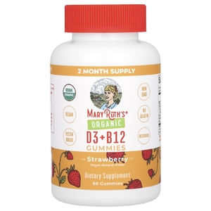 MaryRuth's, органический витамин D3 и B12, со вкусом клубники, 60 жевательных таблеток