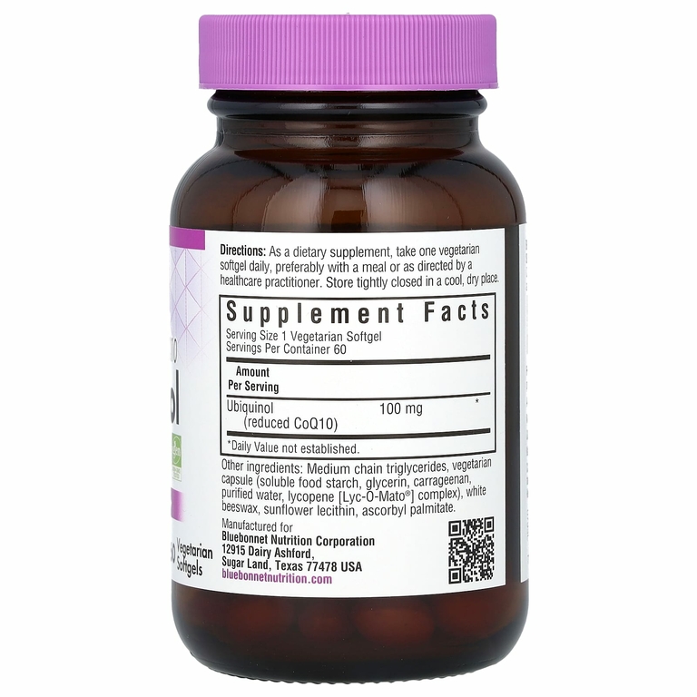 Bluebonnet Nutrition, CellularActive CoQ10, Ubiquinol, 100 мг, 60 вегетарианских капсул