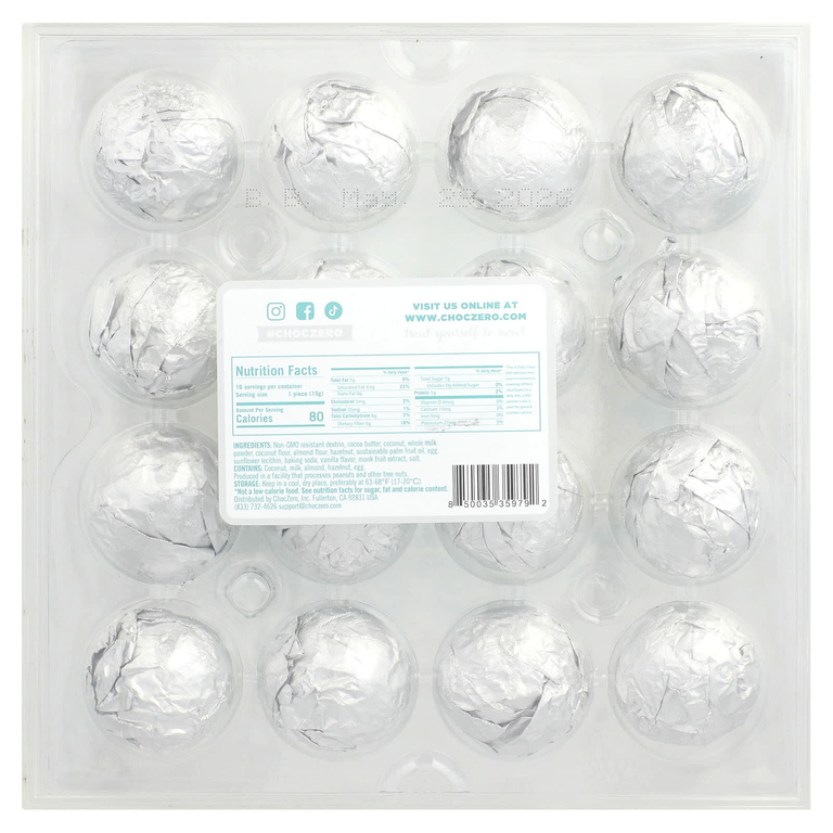 ChocZero, Королевский трюфель, белый с кокосом, 240 г (8,5 унции)