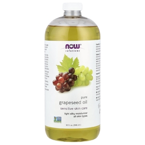 NOW Foods, Solutions, чистое масло из виноградных косточек, для всех типов кожи, 946 мл (32 жидк. Унции)