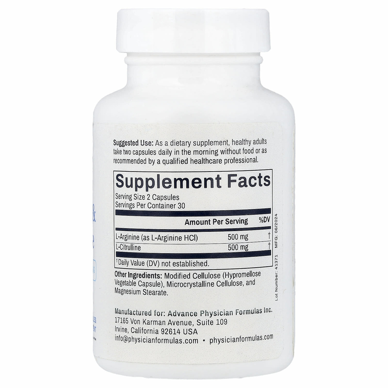 Advance Physician Formulas, L-аргинин и L-цитруллин, 60 растительных капсул