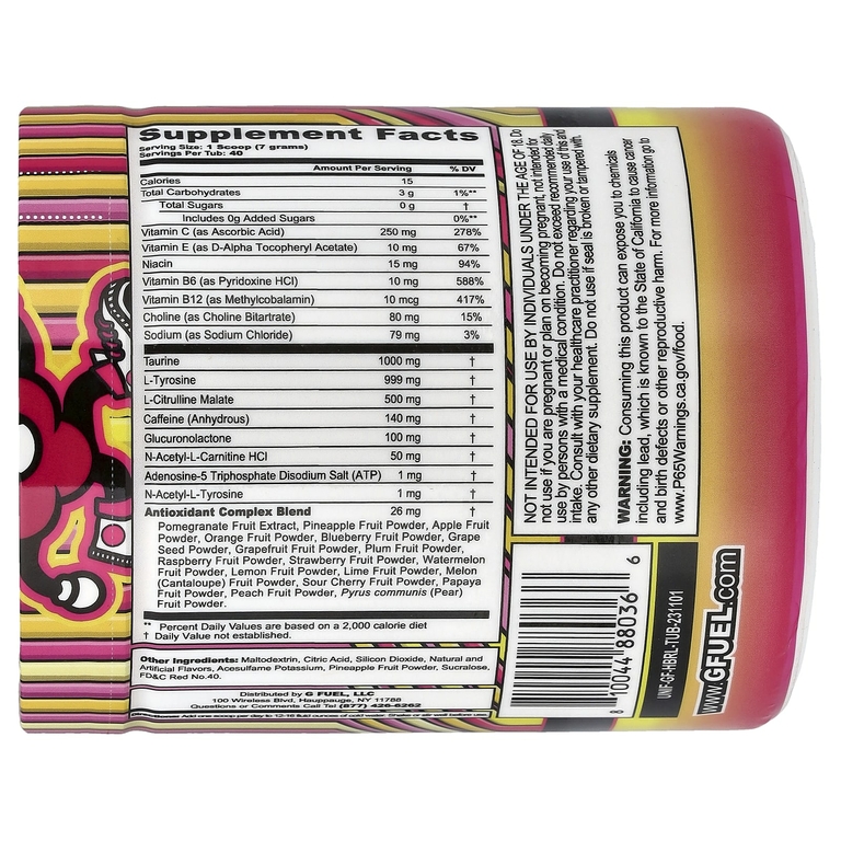 G FUEL, Energy Formula, Hype Sauce, малиновый и лимонадный вкус, 280 г (9,9 унции)