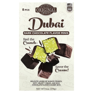 Original Natural Sweets, дубайский темный шоколад, 8 шт., 170 г (6 унций)