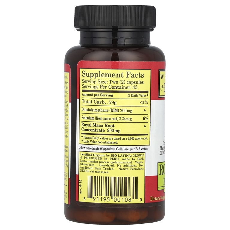 Whole World Botanicals, Royal Maca Plus с DIM для женщин, 900 мг, 90 вегетарианских капсул (550 мг в 1 капсуле)
