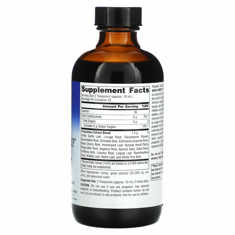 Planetary Herbals, Веганский протеин от Dr. Tierra's сироп из коры дикой вишни, 236,56 мл (8 жидк. унц.)