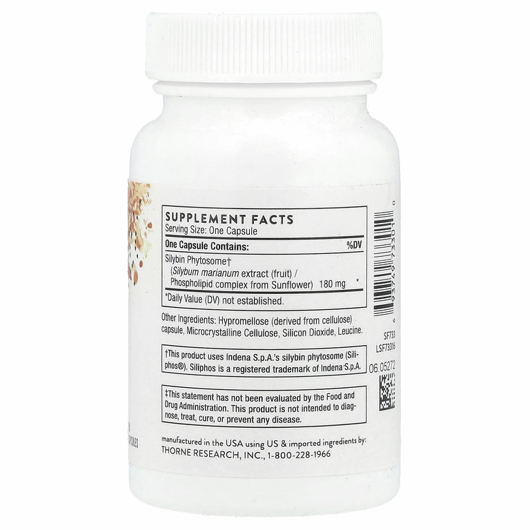 Thorne, Siliphos®, фитосомы расторопши, 90 капсул (180 мг на капсулу)