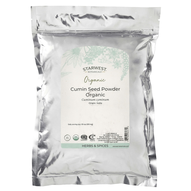Starwest Botanicals, Порошок из семян органического тмина, 453,6 г (1 фунт)