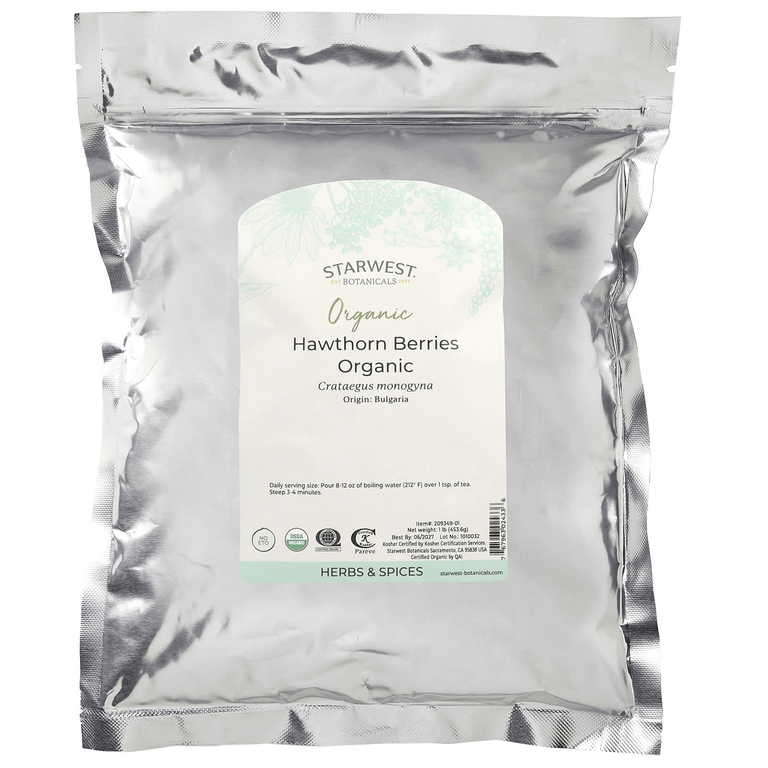 Starwest Botanicals, Цельные ягоды боярышника, Органические, 1 фунт