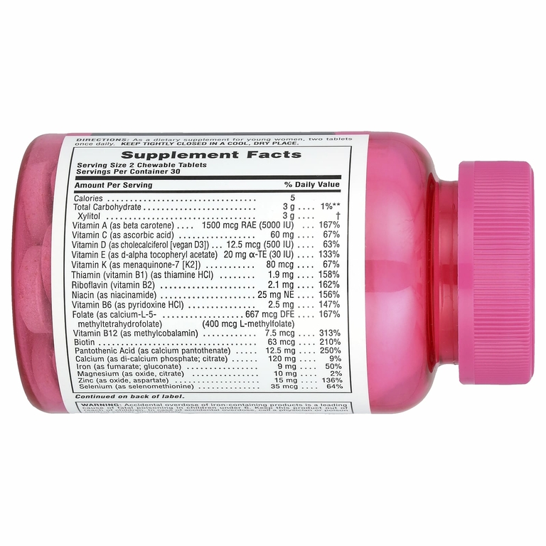 NaturesPlus, Source of Life, можный подросток, для нее, Без сахара, натуральный вкус лесных ягод, 60 жевательных таблеток